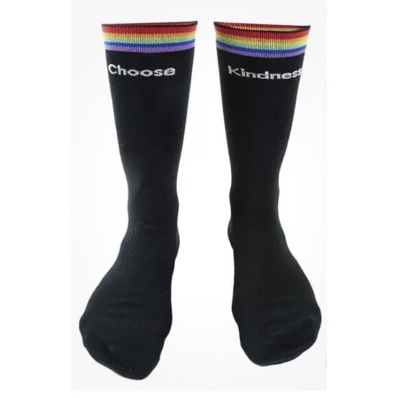 Queer Eye Choose Kindness Crew Socks 2 Pair One Black And One White - Picture 5 of 6